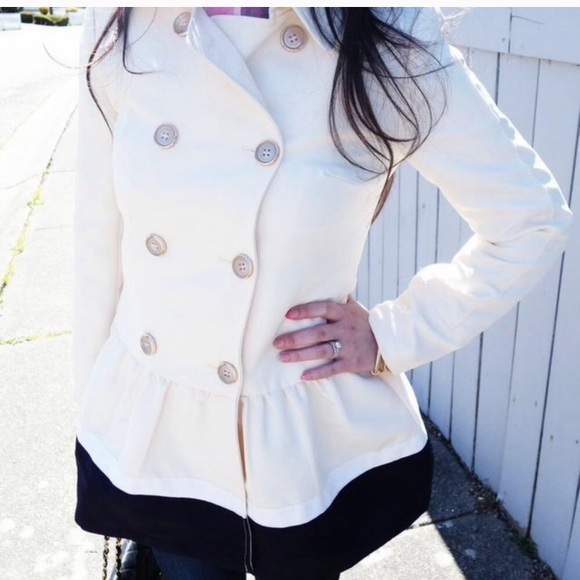 T&J Designs Jackets & Blazers - Beautiful Ivory Ruffle Trench 1 medium